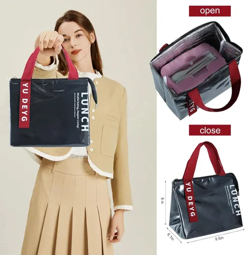 Vista 2 de Lonchera para hombres y mujeres, duradera, creativa, plegable, aislada, pequeña, reutilizable, a prueba de fugas, simple, bolsa de almuerzo