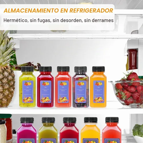 Vista 7 de Accguan - 54 botellas de plástico para jugo de 8 onzas con tapas negras, botellas de plástico