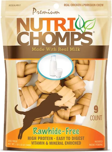 Vista 10 de NutriChomps - Masticables para perros, nudos de 2.5 pulgadas, fáciles de digerir, golosinas para perros sin piel cruda, 8 unidades, sabor a pollo