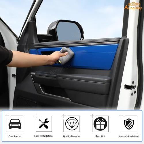 Vista 5 de Aunginsy 4 piezas cubierta de panel de manija interior de puerta para auto, compatible con Toyota Tundra 2022 2023 2024 2025, protector de panel