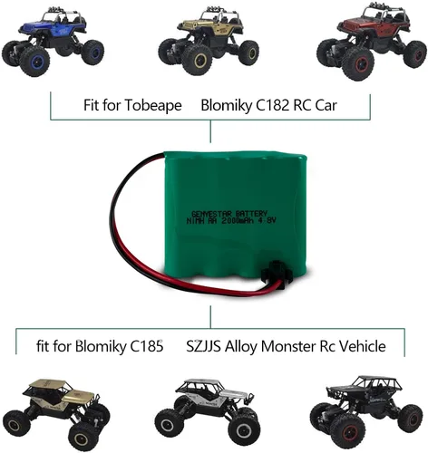 Vista 3 de Paquete de baterías de juguetes de 4.8 V, batería recargable Ni-MH AA de 2000 mAh con conector SM y cable de cargador USB, adecuada para luz solar