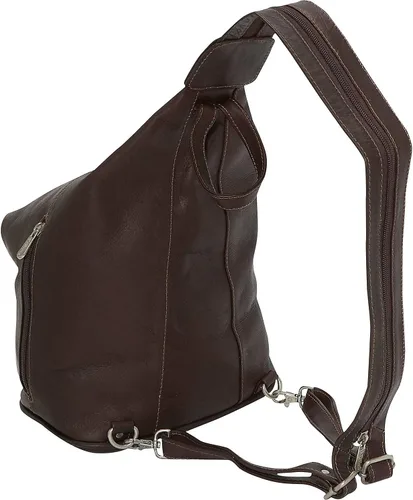 Vista 4 de Piel Leather Eslinga Hobo con tres cremalleras, Chocolate, Eslinga Hobo con tres cremalleras