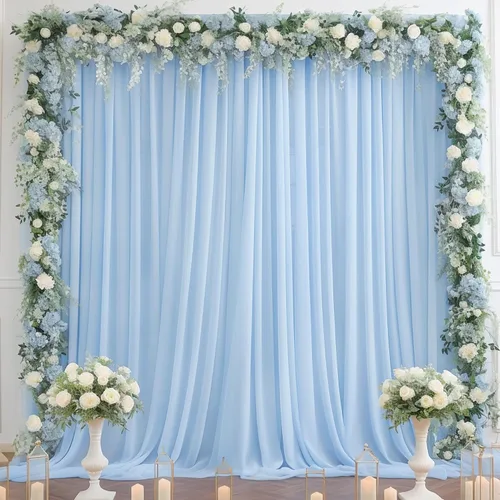 Vista 7 de Cortinas de fondo de tul azul de 10x10 para fiestas, cortina de fondo transparente para fotos de boda, cortinas para baby shower, fotografía, fiesta