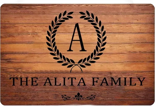 Vista 12 de Letreros personalizados personalizados con nombre de familia, círculo inicial para puerta delantera, nombre personalizado, arte de pared