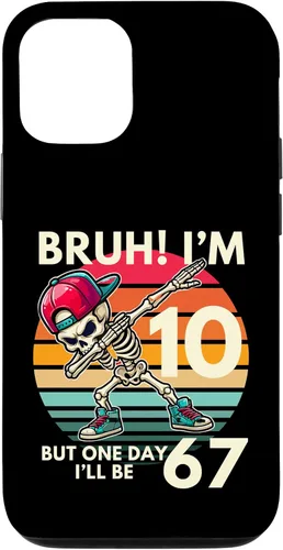 Vista 28 de Bruh I'm 10 But One-Day I'll Be 67 Retro 10th Birthday Kids Case for iPhone 17
