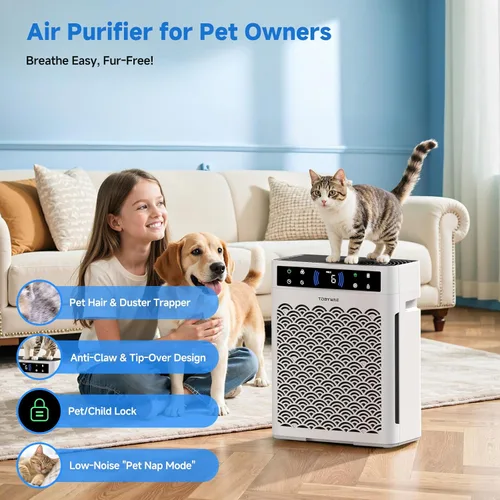 Vista 3 de Purificadores de Aire para el Hogar, Habitación Grande hasta 3000 Pies Cuadrados, Purificador de Aire HEPA para el Hogar con Mascotas y Filtro
