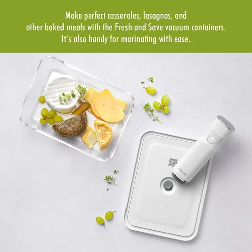 Vista 4 de ZWILLING Fresh & Save Recipiente sellador al vacío mediano, cacerola con tapa, bandeja para brownies, bandeja para lasaña, bandeja para pizza, 9.5 x