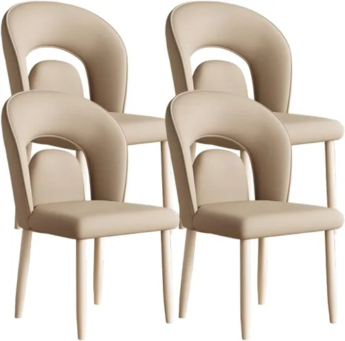 Vista 11 de YVYKFZD Leather Dining Chairs, Kitchen Chairs Set with Curved Back, Upholstered Dining Room Chair, Armless Comfy Side Chair, for Living Room, Dark