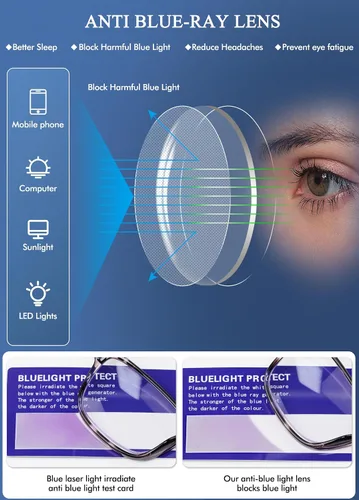 Vista 4 de Paquete de 5 lentes de lectura de gran tamaño con bloqueo de luz azul para hombre, cuadrados grandes, para lectores anchos para hombres, cabeza