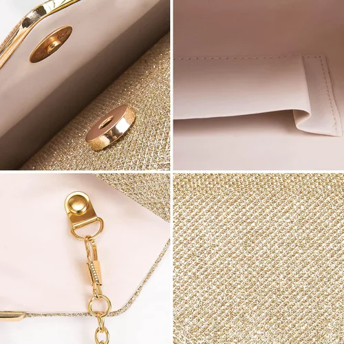 Vista 4 de Larcenciel Bolsos de mano para mujer, bolsa de noche brillante con cadena desmontable