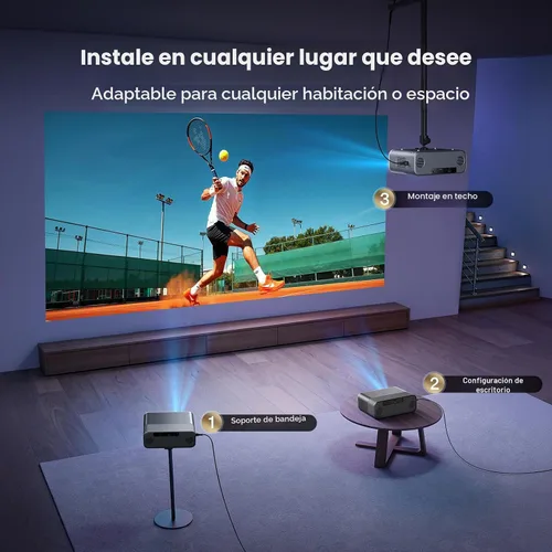 Vista 8 de Google TV Smart Outdoor Projector, 4K Projector with WiFi and Bluetooth Negro