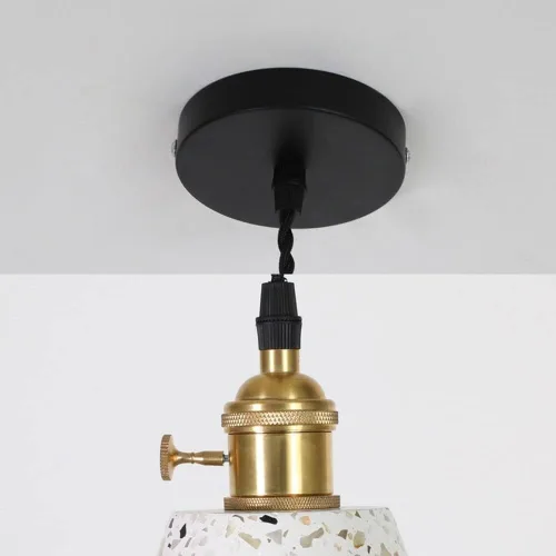 Vista 3 de Lámpara de suspensión de cemento industrial Lámpara colgante de latón creativo con pantalla de terrazo blanco Simple E27/E26 enchufes Dormitorio