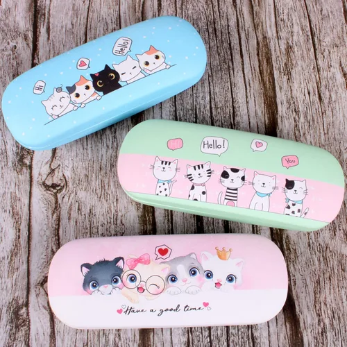 Vista 7 de Cute Stylish Hard Shell Eyeglasses Cases Protective Case Storage Box With Glasses Cloth Eyeglass Strap for Girl Teen