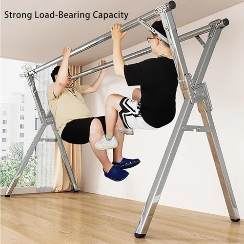 Vista 2 de Clothes Drying Rack Foldable - Stainless Steel Laundry Drying Rack for Indoor Outdoor Use, Adjustable Length Space Saving, Easy to Move, Blanket