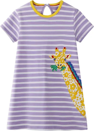 Vista 8 de Vestido casual de algodón de manga corta para niñas pequeñas, vestidos básicos para leggings Animales (Animals)