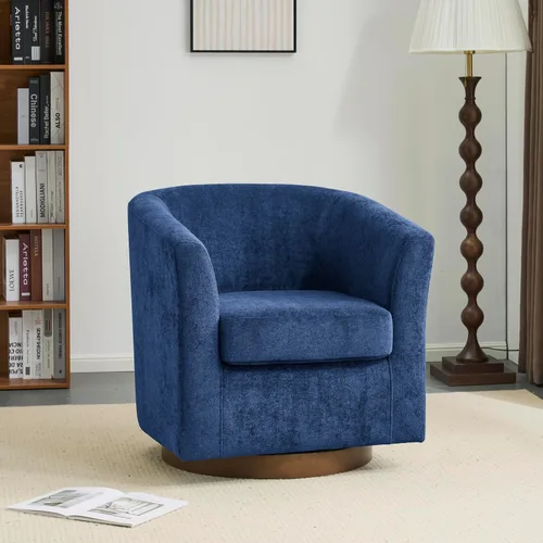 Vista 4 de Christopher Knight Home Coles Silla giratoria de terciopelo de 360°, silla giratoria de barril para sala de estar con marco de hierro, silla de club