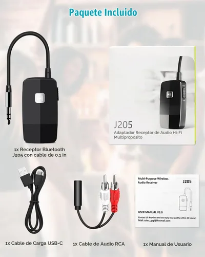 Vista 9 de Golvery, receptor Bluetooth (Bluetooth avanzado 4.1, A2DP) - adaptador de audio inalámbrico portable con entrada de 3,5 mm - disfruta la música
