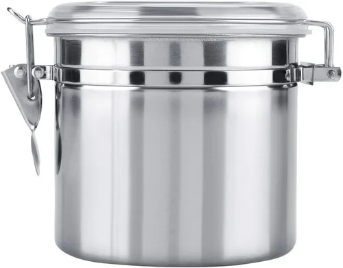 Vista 2 de Recipiente de café hermético, recipiente de acero inoxidable sellado al vacío para granos de arroz, cereales, avena, frijoles, asas, tapa, harina