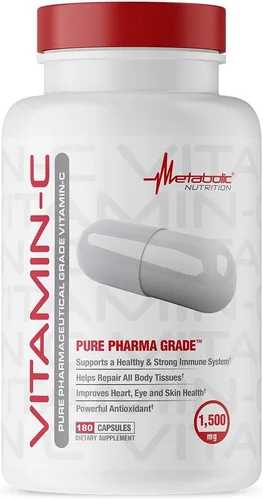 Vista 5 de Metabolic Nutrition Vitamina C, 1500 mg, grado farmacéutico puro, cápsulas de ácido ascórbico de alta absorción (90 cápsulas)