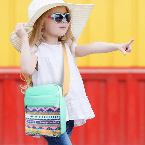 Vista 2 de Kemy's - Juego de bolso de nieve para niñas, preadolescentes y adolescentes, pequeña bandolera, bolso sobre el hombro, bolso de mensajero de lona