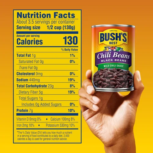 Vista 2 de BUSH'S BEST Frijol negro enlatado de 15.5 onzas/suave, fuente de proteína y fibra a base de plantas, bajo en grasa, sin gluten, (paquete de 12)