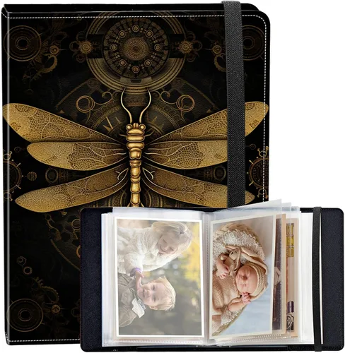 Vista 49 de Álbum de fotos de 3.5 x 5 pulgadas, cubierta de piel sintética de pequeña capacidad, mini álbum de fotos de águila americana de 3.5 x 5 con banda