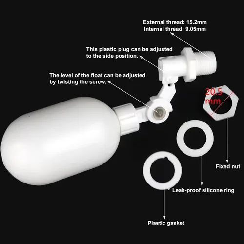 Vista 3 de Tubo de 1/4 de pulgada de filtro de agua Válvula de bola flotante Nivel de líquido ajustable para ósmosis inversa de agua RO Sistema de ósmosis