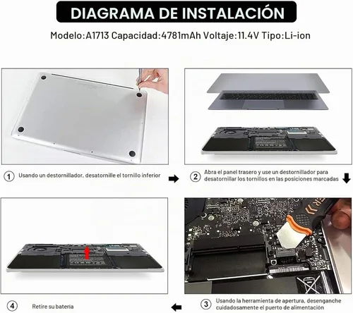 Vista 7 de Fancy Buying Batería de repuesto A1708 para MacBook Pro de 13 pulgadas A1708 (finales de 2016, mediados de 2017) A2159 (2019) A2289 (2020) A2338