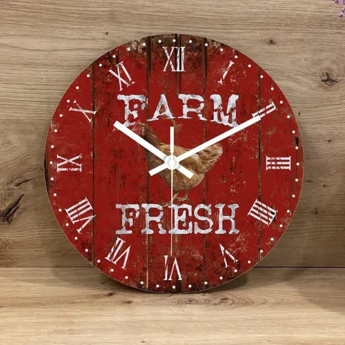 Vista 2 de DreamAutumn Reloj de pared de madera vintage con temática de playa rústica y costera, redondo, relojes de pared grandes, funciona con pilas, sin
