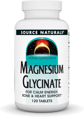 Vista 10 de Source Naturals Glicinato de magnesio, quelado para una alta absorción para energía calma, apoyo óseo y cardíaco*, 200 mg por porción - 60 tabletas
