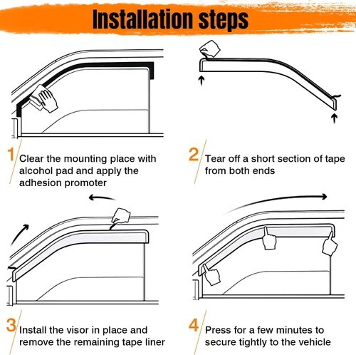 Vista 9 de Deflectores de visera de ventana con cinta, compatibles con Chevy Equinox 2010-2017, protectores de lluvia de ventana de estilo delgado, con tinte