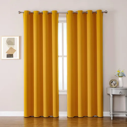 Vista 24 de ChrisDowa - Cortinas cortas para ventana de 40 pulgadas para dormitorio - Cortinas cortas con ojales y aislamiento térmico para oscurecer