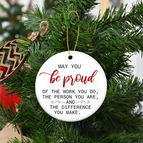 Vista 8 de OASSIE Regalos de agradecimiento de Navidad para empleados para compañeros de trabajo, adornos de Navidad de cerámica 2025 para decoraciones