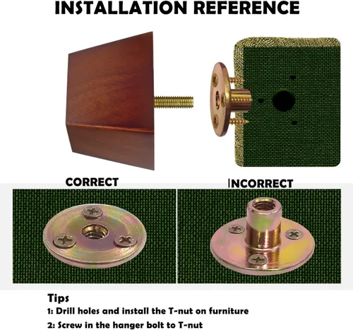 Vista 6 de Michanco Juego de 4 patas cuadradas para sofá de 2 pulgadas, patas de repuesto de madera para sofá otomano, sillón reclinable