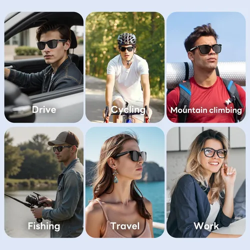 Vista 9 de Lentes inteligentes con Bluetooth, 2 en 1 magnéticos, bloqueo de luz azul y UV400, gafas Bluetooth para hombres/mujeres con asistente de voz, gafas
