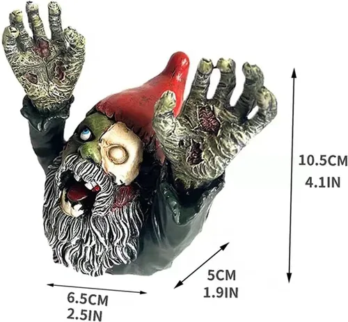 Vista 2 de Decoración de gnomos de jardín, gnomo aterrador de 4 pulgadas para decoración de Halloween, esculturas de jardín, figura de resina para jardín