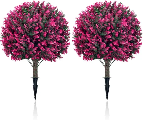 Vista 12 de Árbol de bola de pascua artificial de 26 pulgadas, paquete de 2, resistente Poinsetia