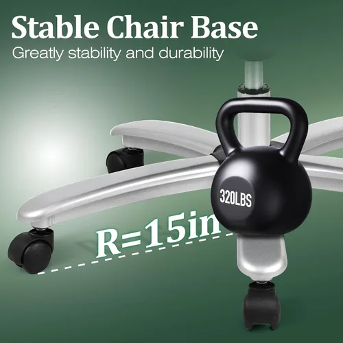 Vista 8 de Silla de oficina ejecutiva, silla de escritorio ergonómica, silla de computadora cómoda resistente de 500 libras con soporte lumbar ajustable