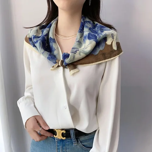 Vista 4 de K-Elewon Bufanda cuadrada mediana para mujer, bufanda para la cabeza, bufanda para el cuello, bufanda para el cabello, pañuelo para dormir, bufandas