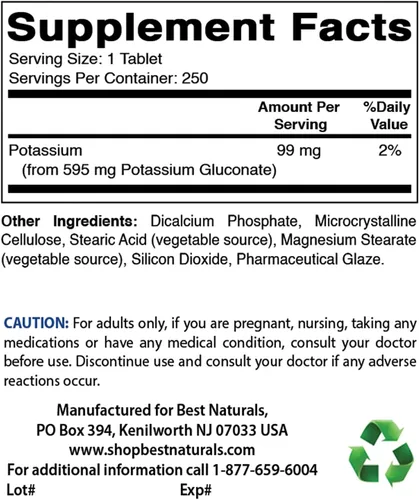 Vista 2 de Best Naturals Calcio y magnesio con vitamina D3 1500mg y gluconato de potasio 595 mg
