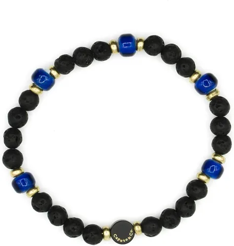 Vista 2 de Caputo Co - Pulsera de cuentas elásticas de cristal y lava para hombre hecha a mano en Estados Unidos