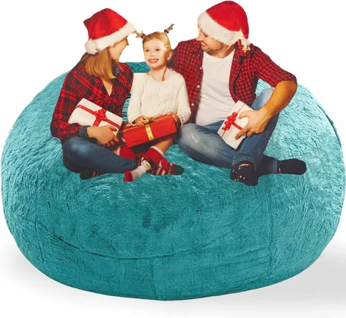 Vista 39 de Puf para adultos y niños sin relleno, sofá perezoso suave y redondo, funda de sofá de puf clásico, saco de amor para dormitorio, silla de lectura