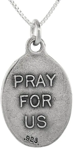 Vista 2 de Collar de medalla de San Rafael de plata de ley con acabado oxidado cadena ovalada de 0071in Plata esterlina Sin gemas