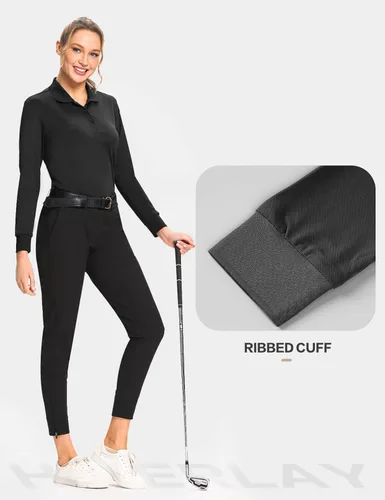 Vista 2 de Hiverlay Polo Shirts for Women Golf Shirts UPF 50+ Long Sleeve Shirt Collared