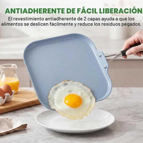 Vista 4 de NutriChef 11-Inch Square Griddle Pan Nonstick with Induction Base