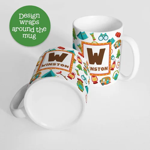 Vista 3 de Taza personalizada para niños con nombre e inicial, polímero ligero