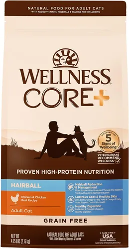 Vista 10 de Wellness CORE+ - Alimento seco para gatos adultos para interiores y exteriores, granos integrales, natural, salud digestiva con pollo y arroz