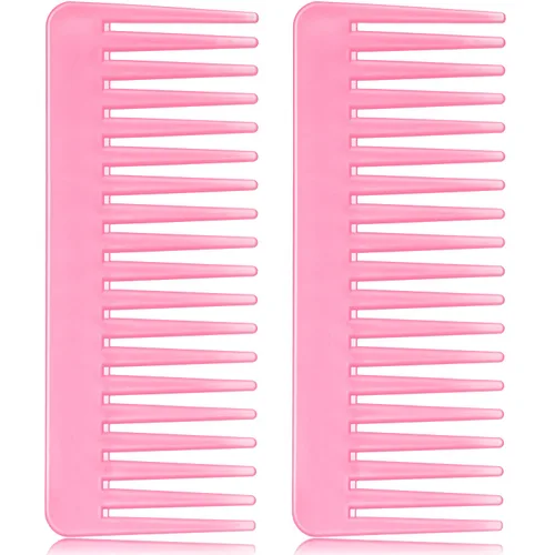 Vista 13 de Patelai Peine de dientes anchos, peine desenredante grande para cabello rizado, húmedo y seco, sin mango, accesorios desenredantes (ámbar)