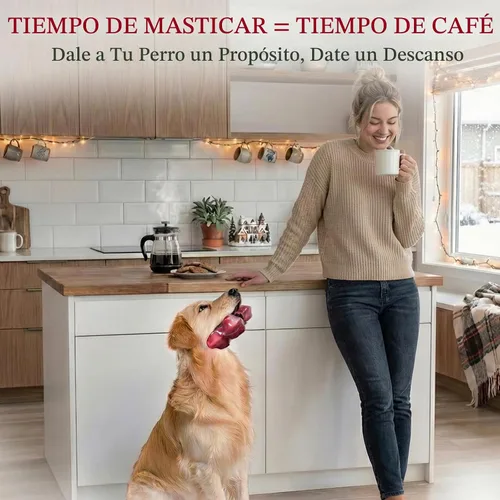 Vista 8 de Juguetes resistentes para perros masticadores agresivos de raza grande, hueso para masticar con sabor a tocino, juguete masticable de nailon y goma