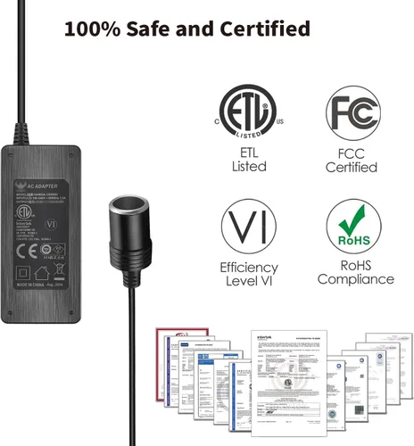 Vista 6 de Adaptador de corriente de CA a CC de 12 V, 5 A, 60 W, 100-240 V a 12 V, convertidor de enchufe para encendedor de cigarrillos de automóvil, fuente